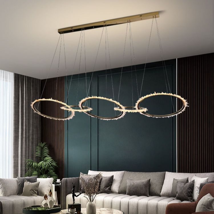 Gina Modern Living Room Crystal 5 Ring Chandelier