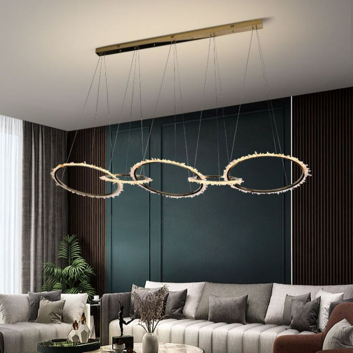 Gina Modern Living Room Crystal 5 Ring Chandelier