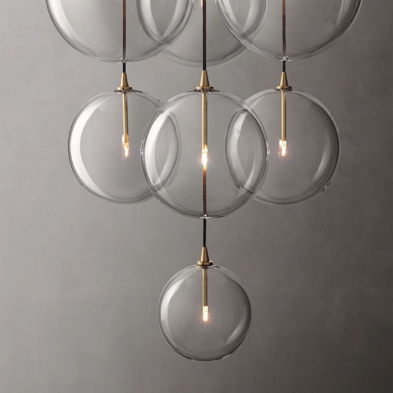 Glass Globe Mobile Cluster  Living Room Chandelier 44"