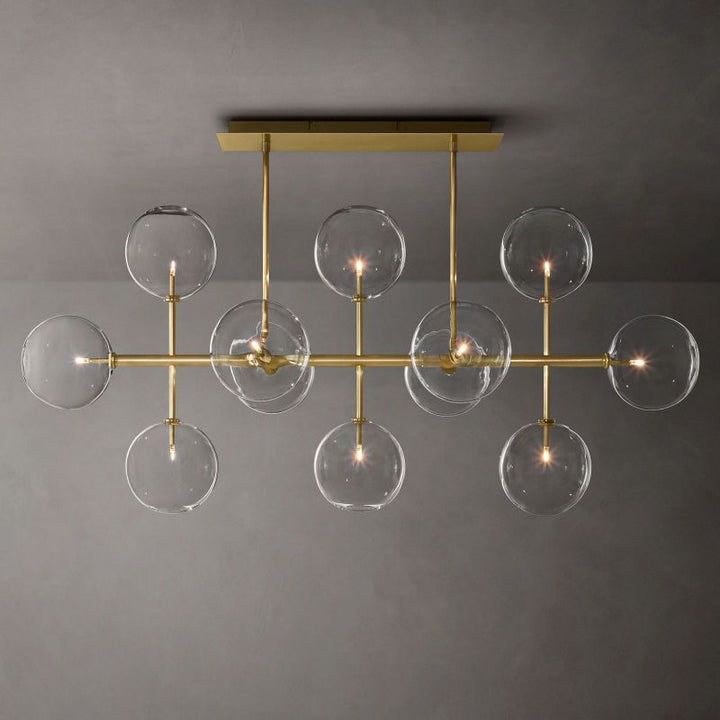 Glass Globe Mobile Linear Chandelier 58"