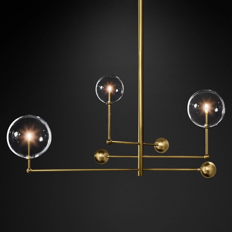 Glass Globe Mobile Three-arm Living Room Chandelier 46"