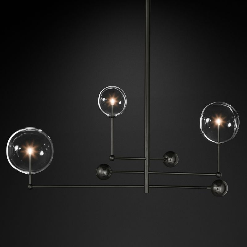 Glass Globe Mobile Three-arm Living Room Chandelier 46"