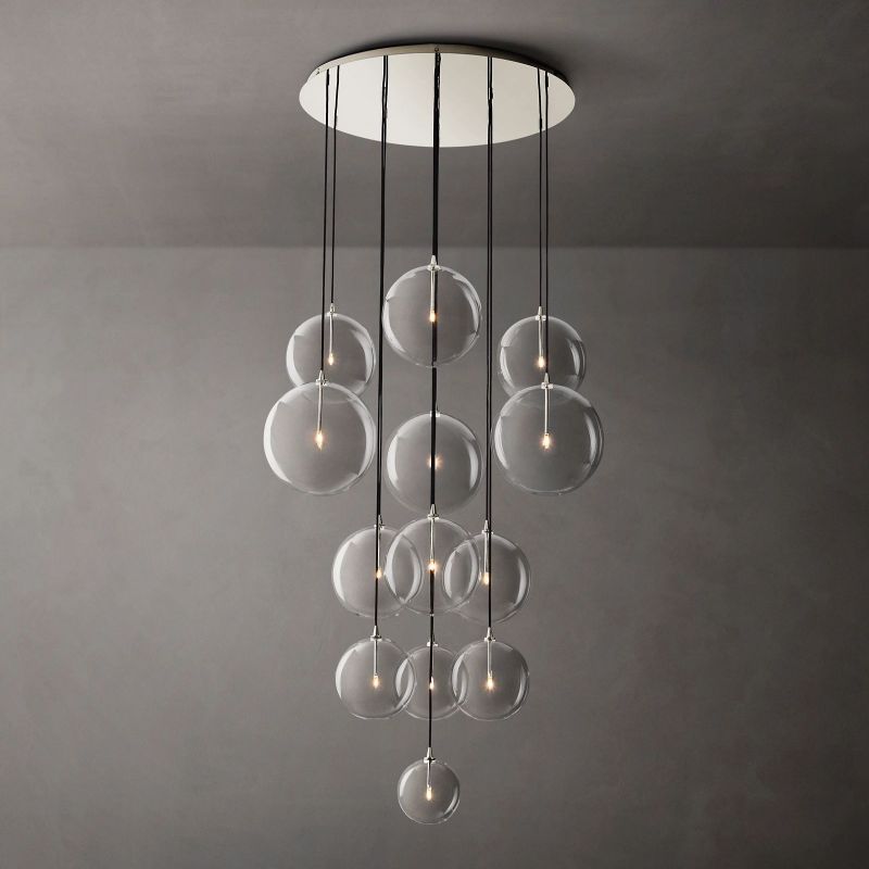 Glass Globe Mobile Cluster  Living Room Chandelier 44"