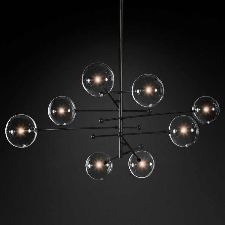 Glass Globe Mobile Eight-arm  Living Room Chandelier 79"