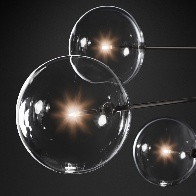 Glass Globe Mobile Eight-arm  Living Room Chandelier 79"