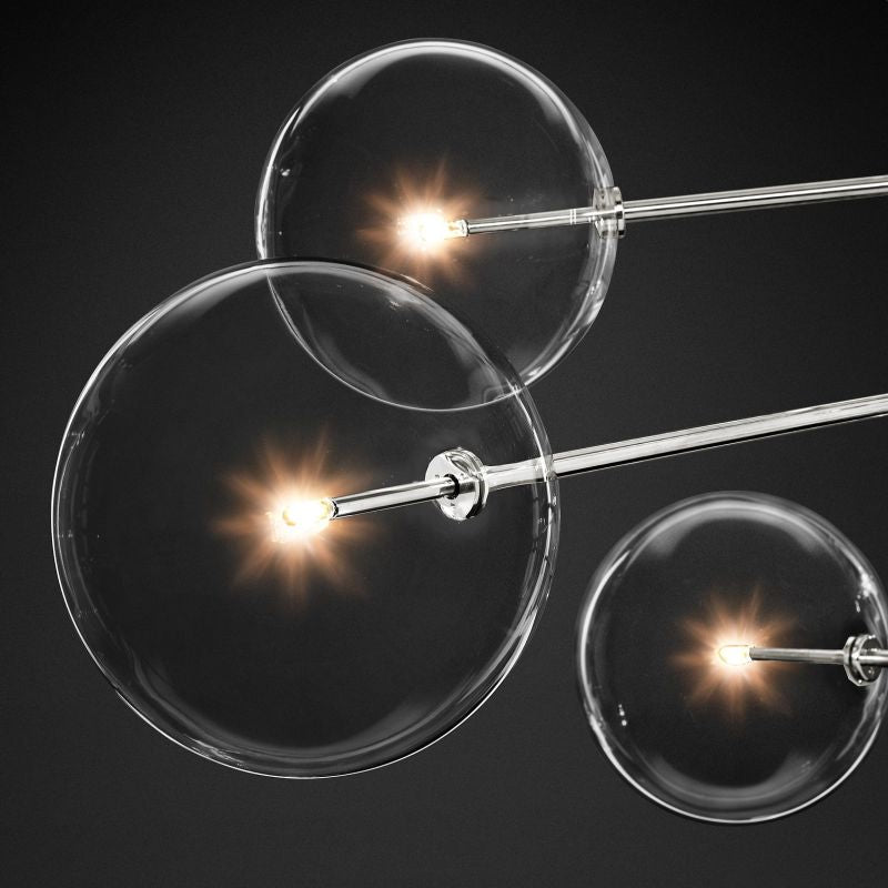 Glass Globe Mobile Eight-arm  Living Room Chandelier 79"