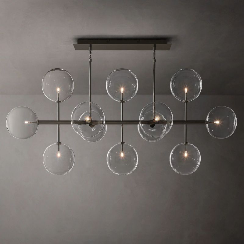 Glass Globe Mobile Linear  Living Room Chandelier 58"