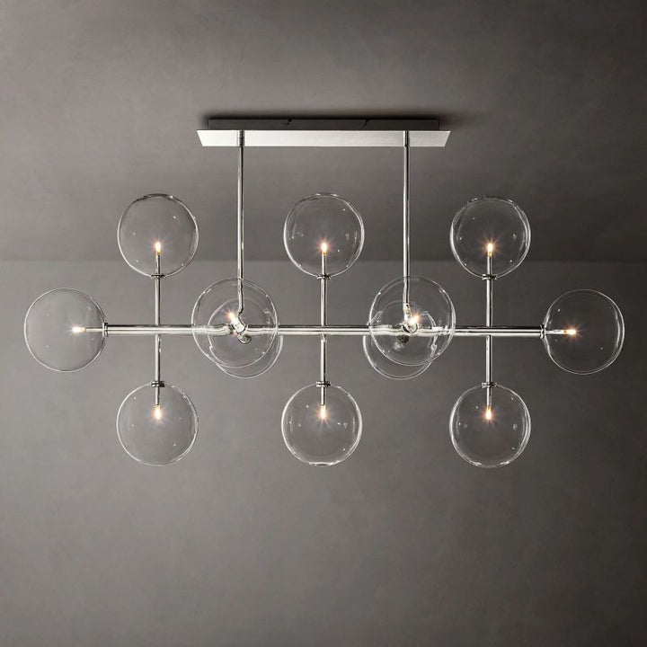 Glass Globe Mobile Linear  Living Room Chandelier 58"