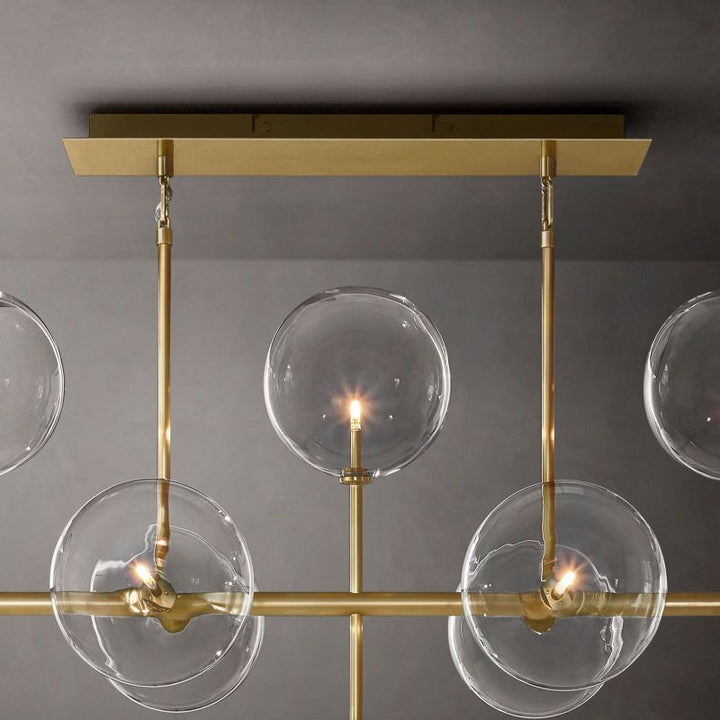 Glass Globe Mobile Linear  Living Room Chandelier 58"