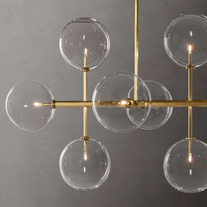 Glass Globe Mobile Linear  Living Room Chandelier 58"