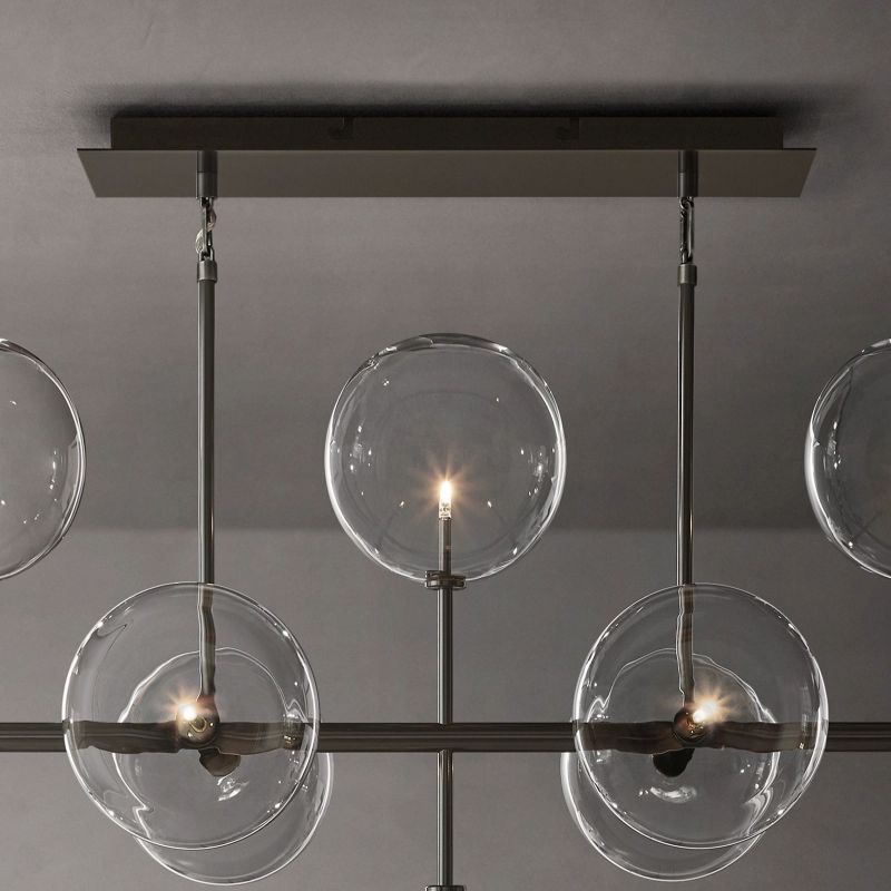 Glass Globe Mobile Linear  Living Room Chandelier 58"