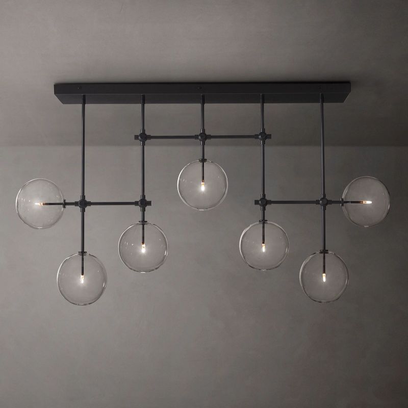 Glass Globe Mobile Linear  Living Room Chandelier 60"