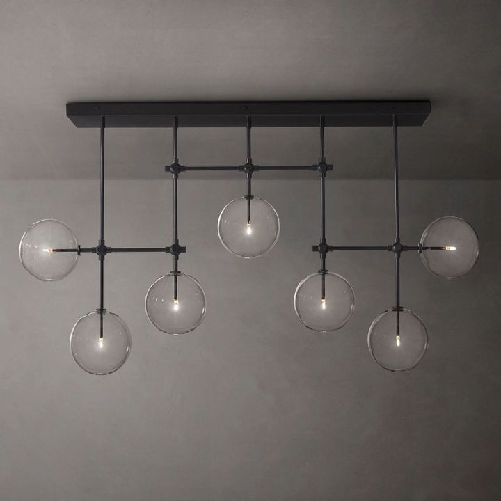 Glass Globe Mobile Linear  Living Room Chandelier 60"