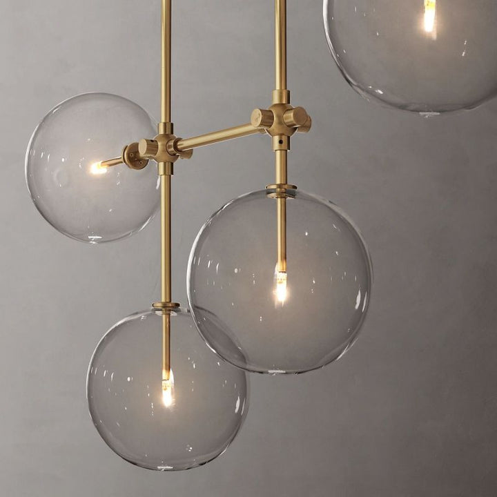 Glass Globe Mobile Linear  Living Room Chandelier 60"