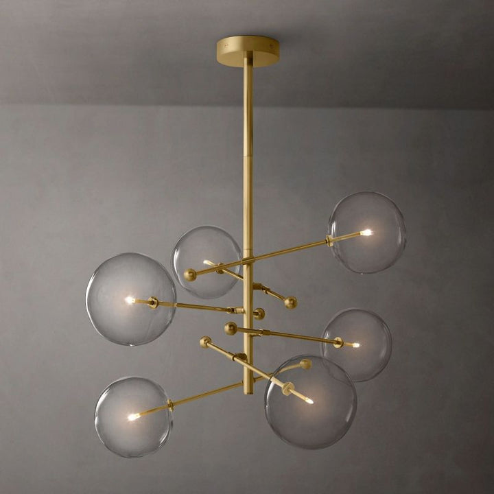 Glass Globe Mobile Six-arm  Living Room Chandelier 55"