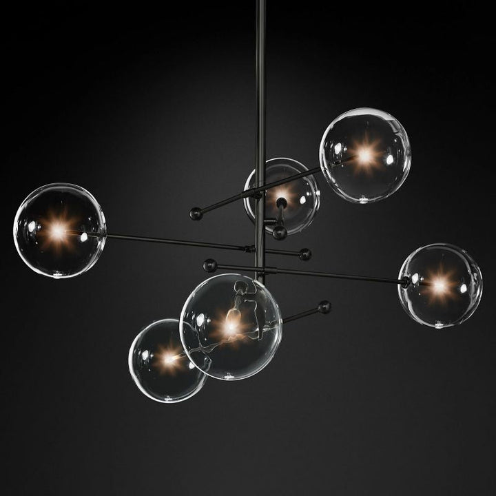 Glass Globe Mobile Six-arm  Living Room Chandelier 55"