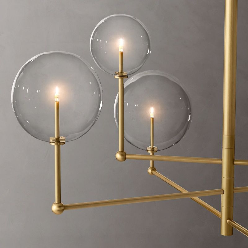 Glass Globe Mobile Three-arm Living Room Chandelier 46"