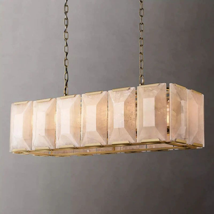 Harlou Alabaster Rectangular Dining Room Chandelier 42"