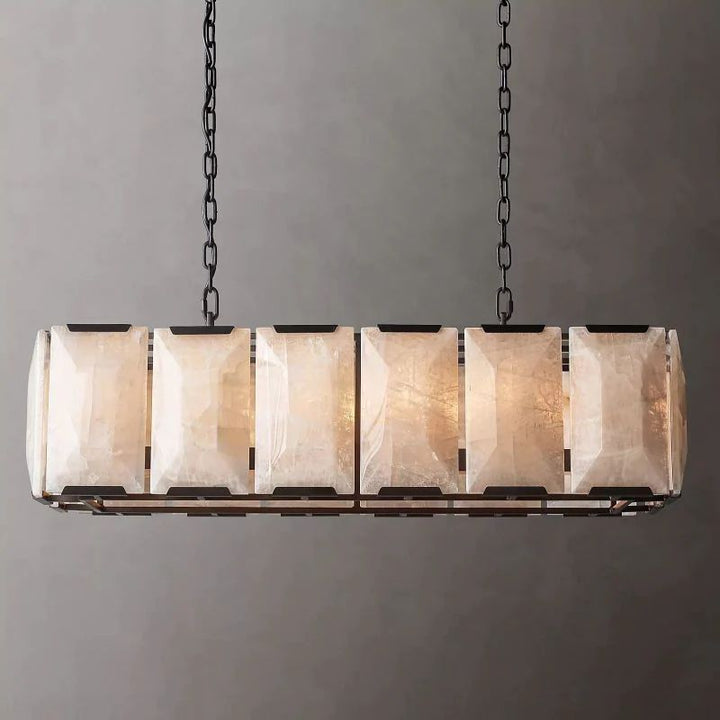 Harlou Alabaster Rectangular Dining Room Chandelier 42"