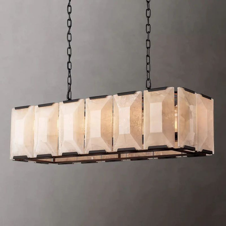 Harlou Alabaster Rectangular Dining Room Chandelier 42"