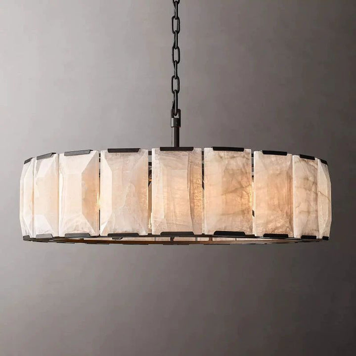 Harlou Alabaster Round Dining Room Chandelier 43"