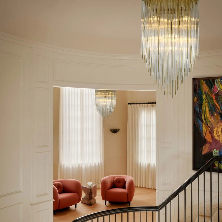 Hiram Blown Glass Square Chandelier 30"
