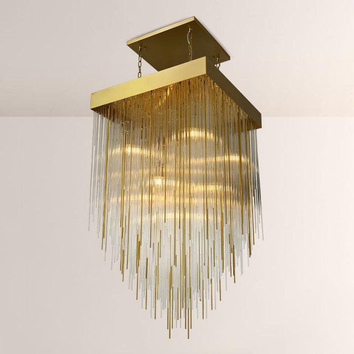 Hiram Blown Glass Square Chandelier 30"