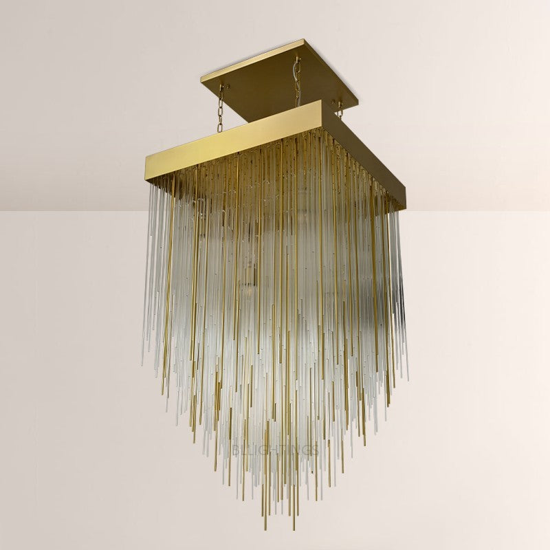 Hiram Blown Glass Square Chandelier 30"