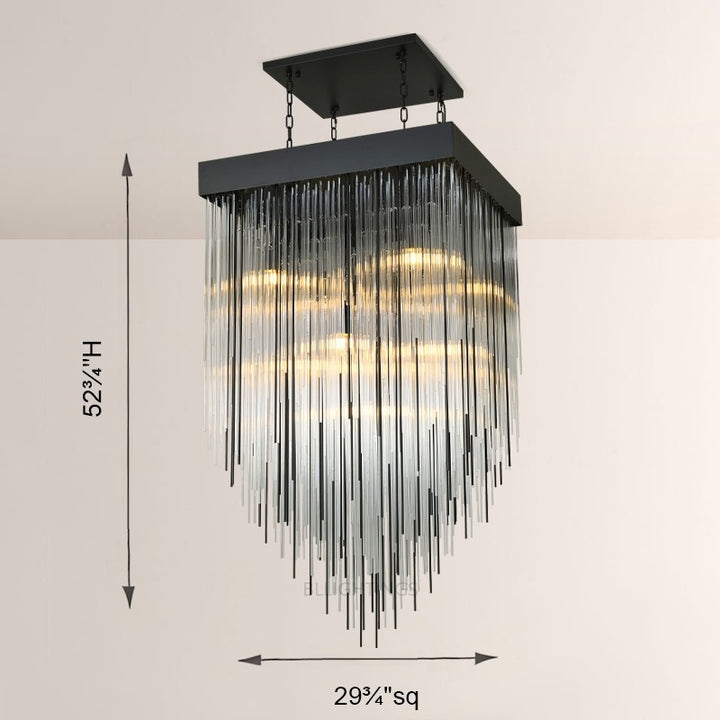 Hiram Blown Glass Square Chandelier 30"