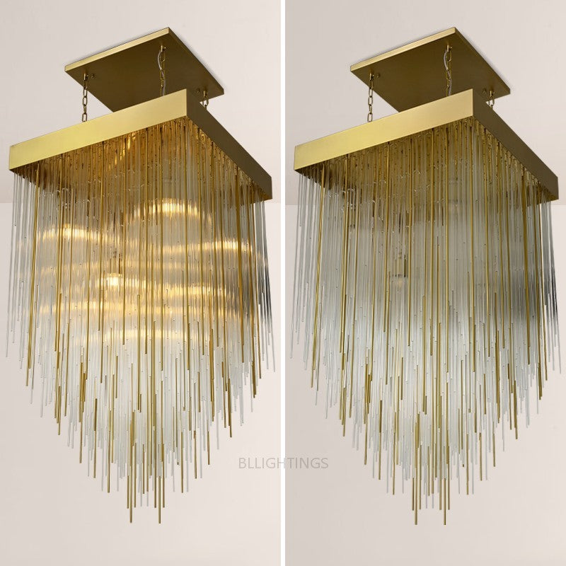 Hiram Blown Glass Square Chandelier 30"