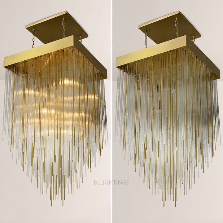 Hiram Blown Glass Square Chandelier 30"