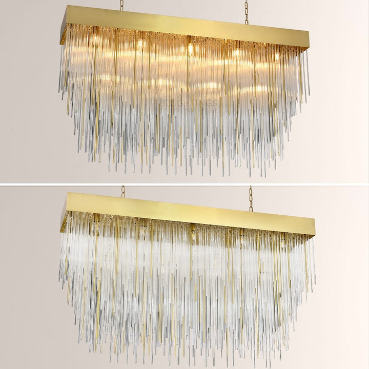 Hiram Blown Glass Square Chandelier 54"