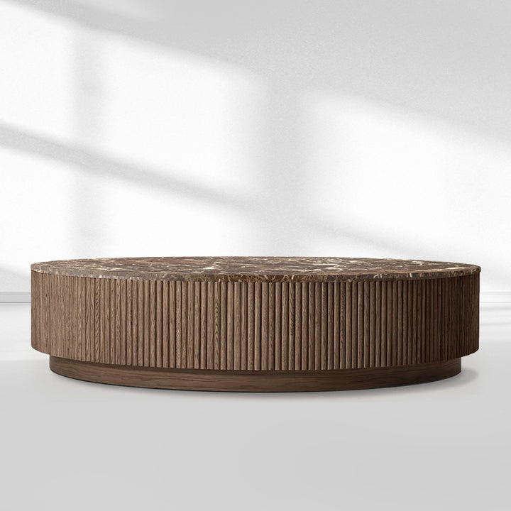 Holland Oak Wood & Stone Round Coffee Table