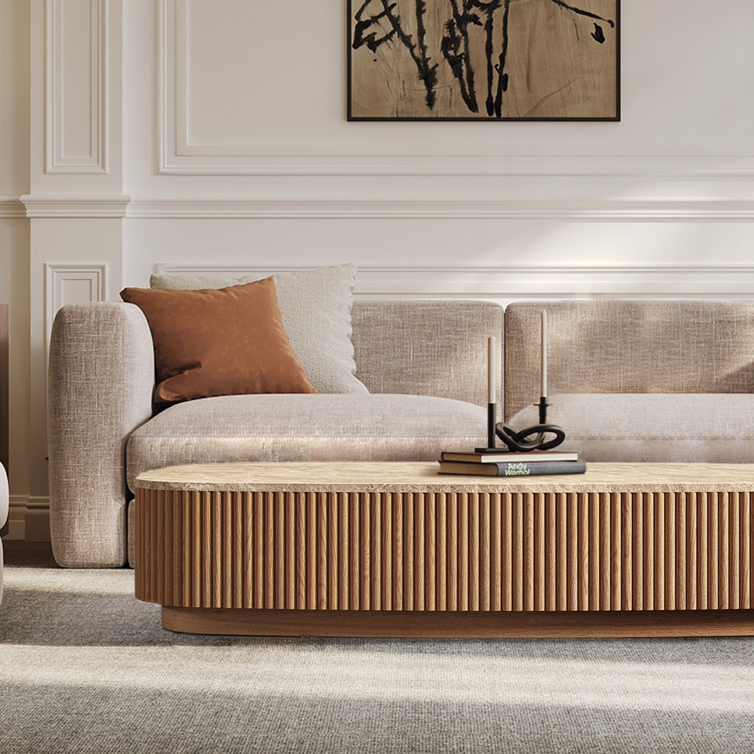 Holland Oak Wood & Stone Coffee Table
