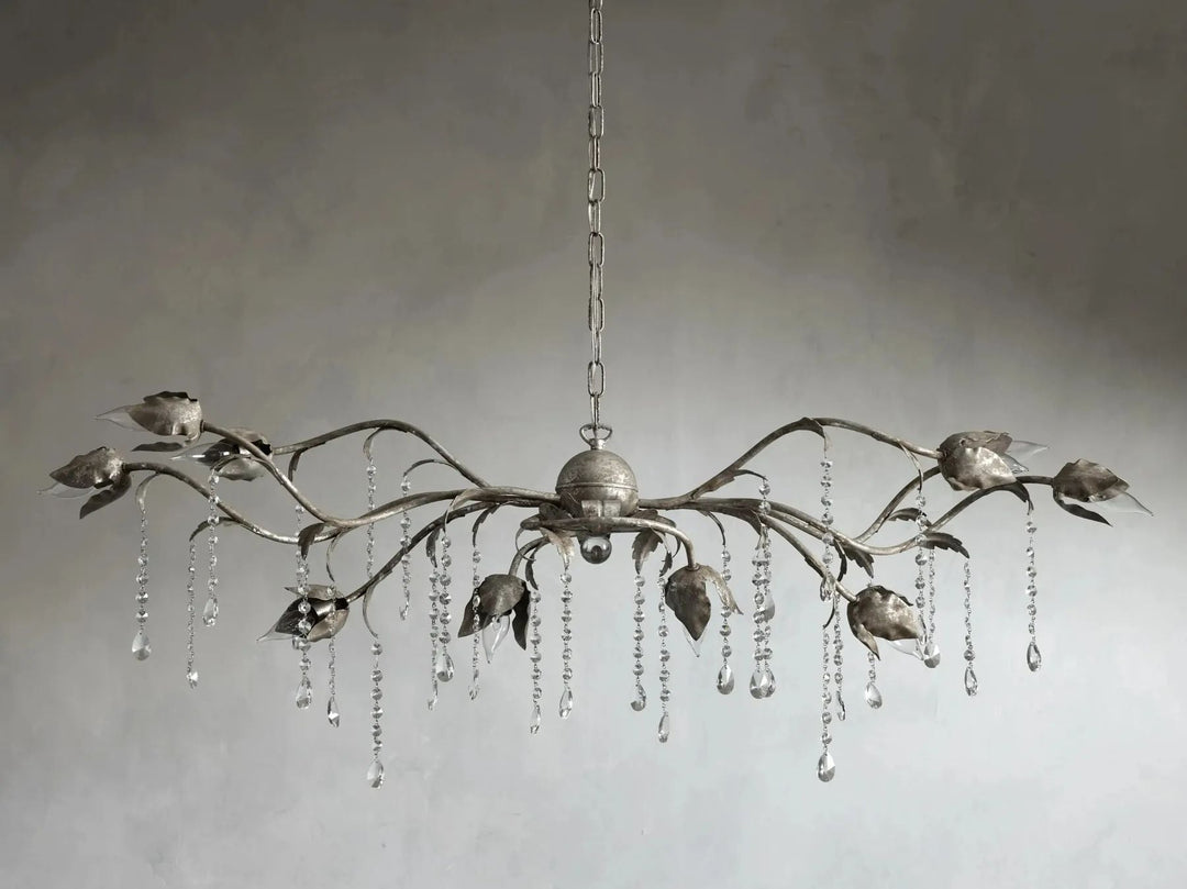 Kalie Crystal Rectangular Chandelier 52"- Silver