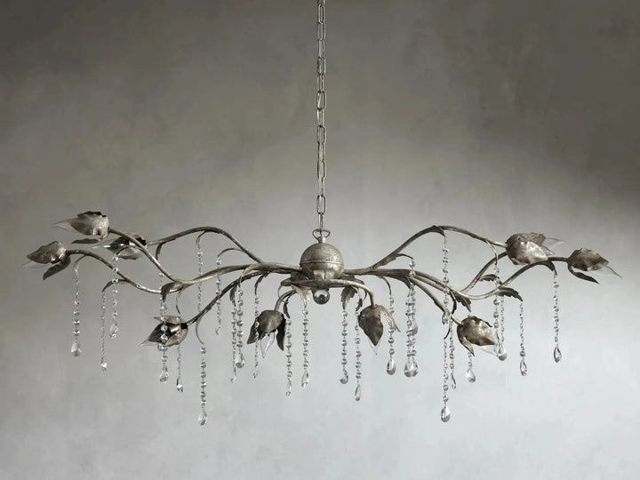 Kalie Crystal Rectangular Chandelier 52"- Silver