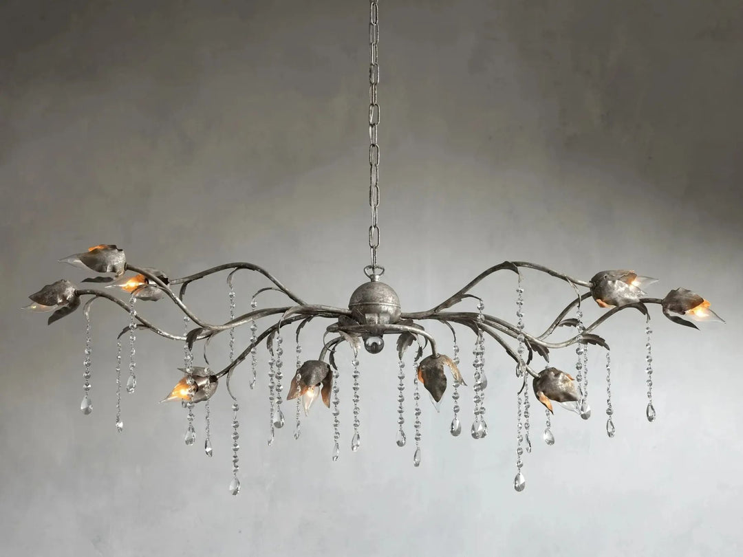 Kalie Crystal Rectangular Chandelier 52"- Silver
