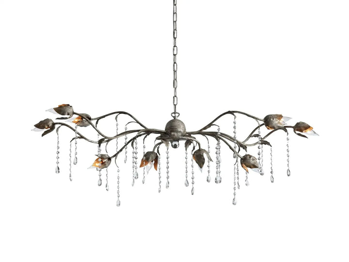 Kalie Crystal Rectangular Chandelier 52"- Silver