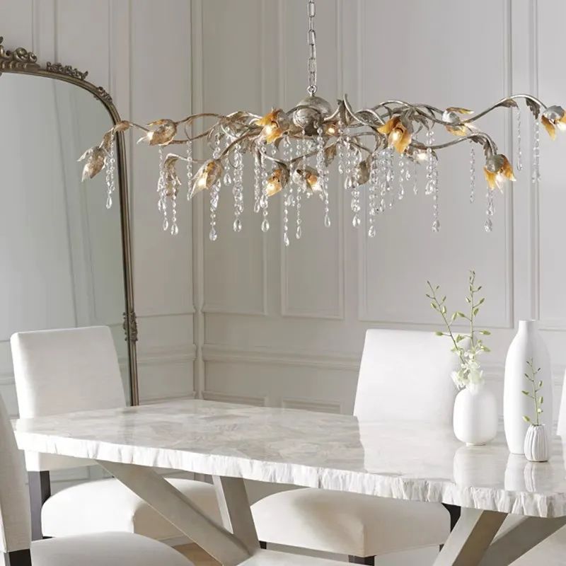 Kalie Crystal Rectangular Chandelier 52"- Silver