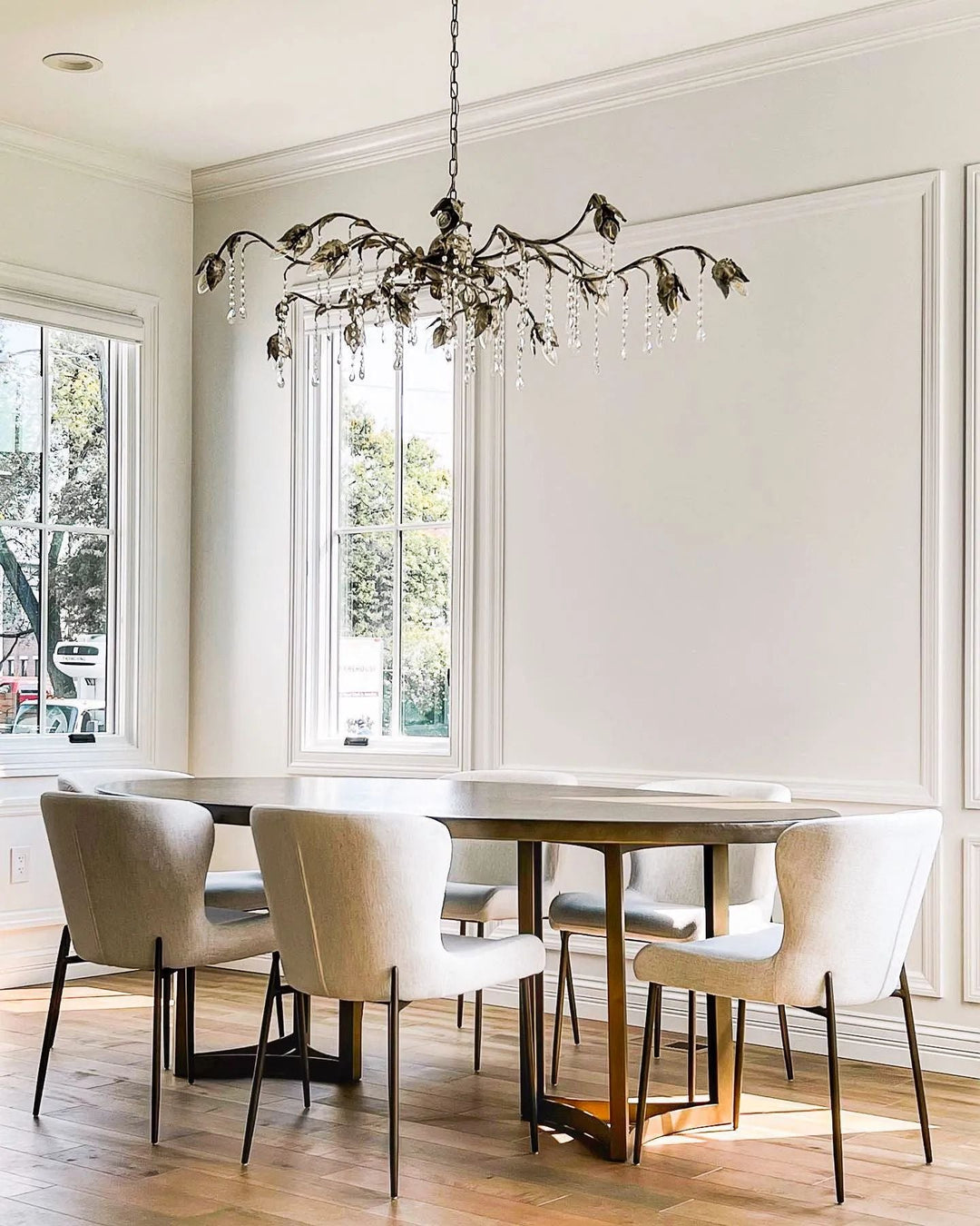 Kalie Crystal Rectangular Chandelier 52"- Silver