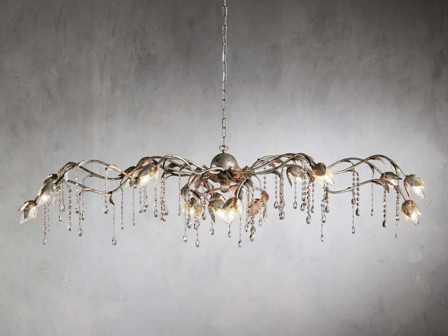 Kalie Crystal Rectangular Chandelier 61"  71“ - Silver