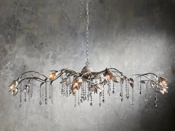 Kalie Crystal Rectangular Chandelier 61"  71“ - Silver