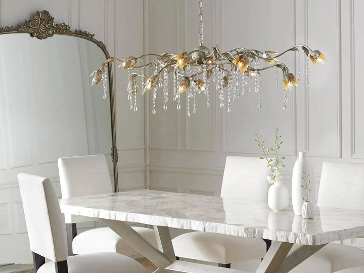 Kalie Crystal Rectangular Chandelier 61"  71“ - Silver