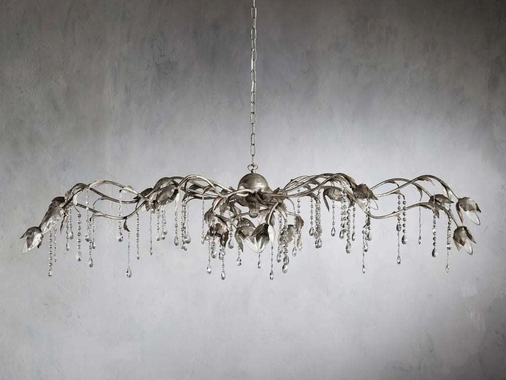 Kalie Crystal Rectangular Chandelier 61"  71“ - Silver