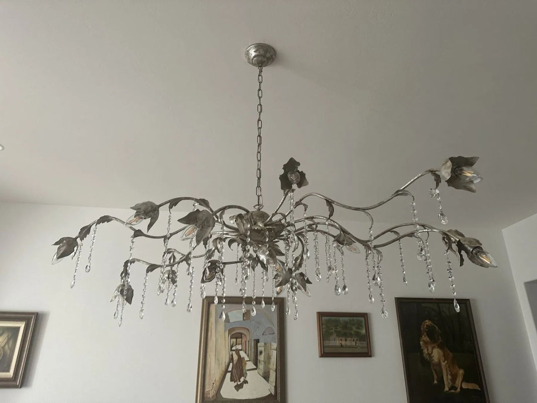 Kalie Crystal Rectangular Chandelier 61"  71“ - Silver