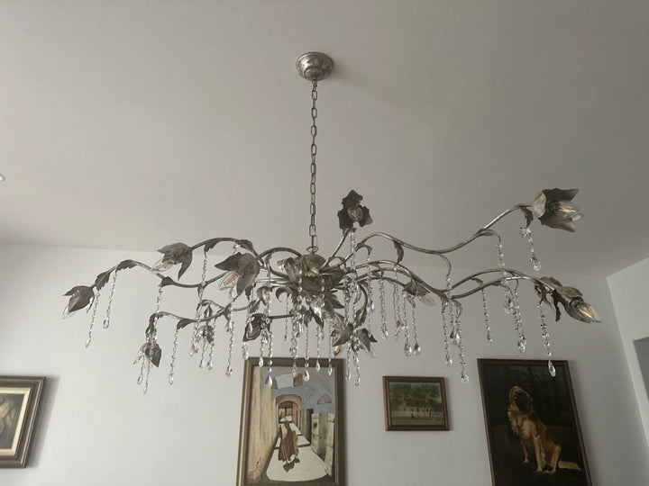 Kalie Crystal Rectangular Chandelier 61"  71“ - Silver