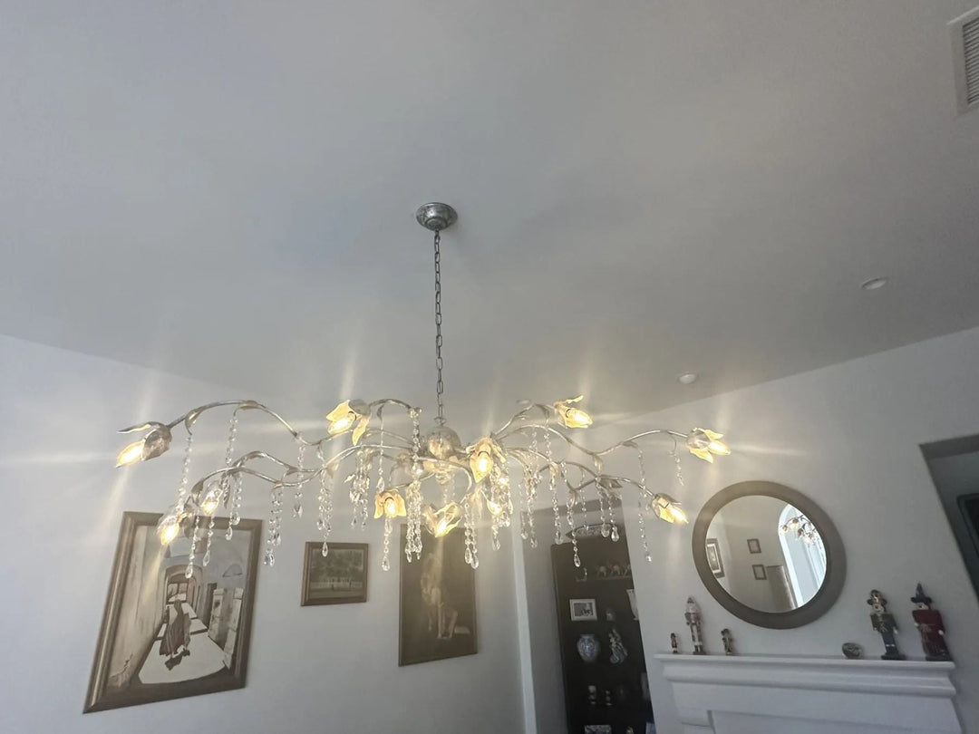 Kalie Crystal Rectangular Chandelier 61"  71“ - Silver