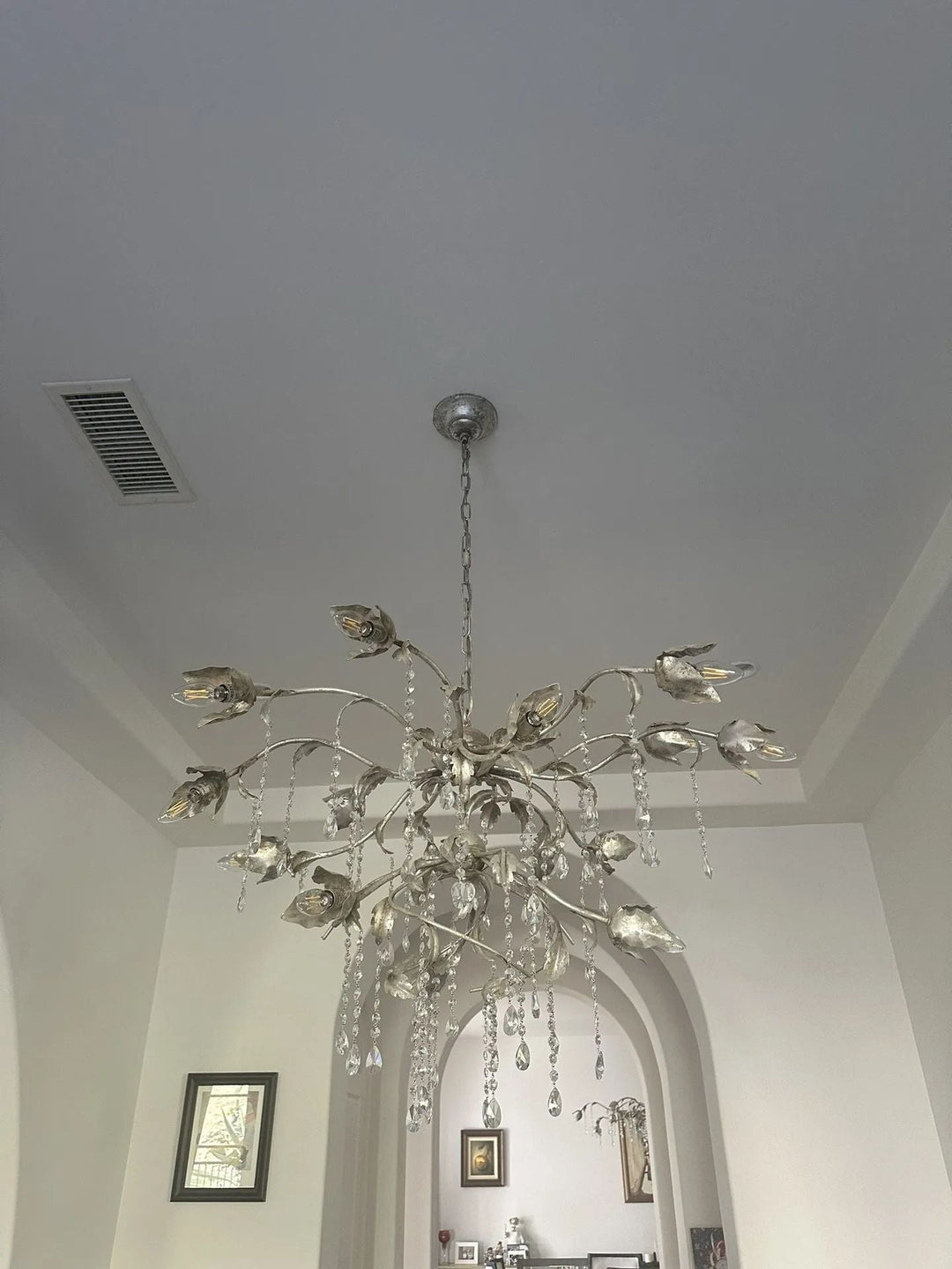 Kalie Crystal Round Chandelier  40" D- Silver
