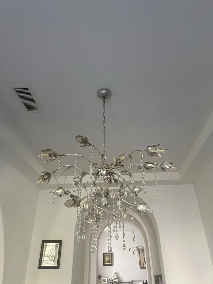 Kalie Crystal Round Chandelier  40" D- Silver