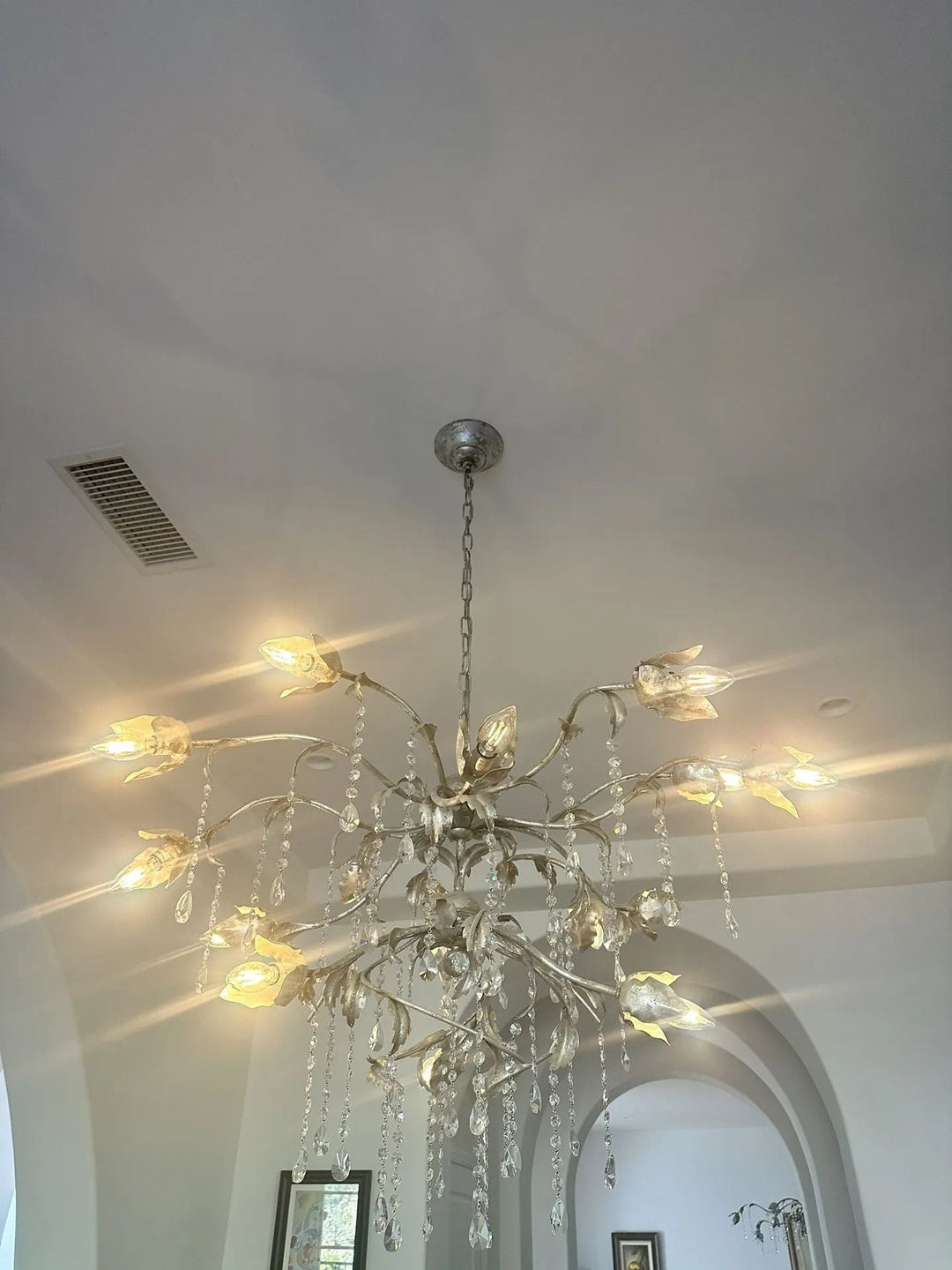 Kalie Crystal Round Chandelier  40" D- Silver